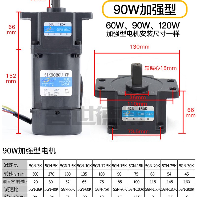 交流电机5IK90RGU-CF调速电w机90W减速马达5IK90GU-CF调速器电动