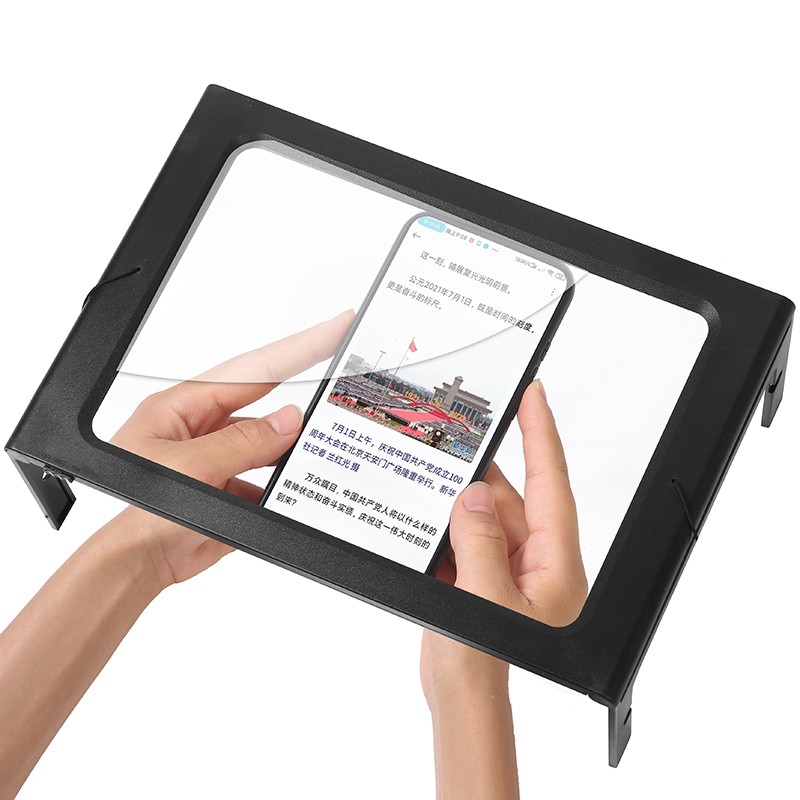 菲涅尔镜片A4桌面挂脖USB折叠3倍放大镜带灯P老人阅读看报手机扩