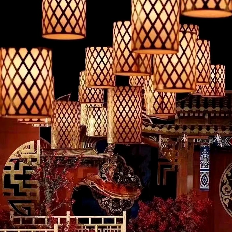 新中式仿古宫灯婚庆道具中国风古典灯笼路引舞台吊顶装饰吊灯挂件