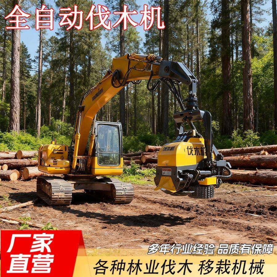 园林树木抓木伐木锯林木砍伐挖机改装液压伐树锯全自动伐木机