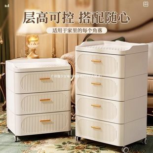 收纳柜家用塑料储物柜客厅多层卧室落地床头置物柜子 抽屉式