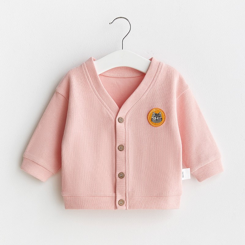 婴儿长袖早d秋外套韩版男小童春秋薄款可爱女宝宝V领开衫秋装上衣