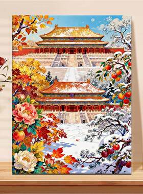 朱墙揽华diy数字油画2026新款丙烯画手工填充填色治癒系装饰画