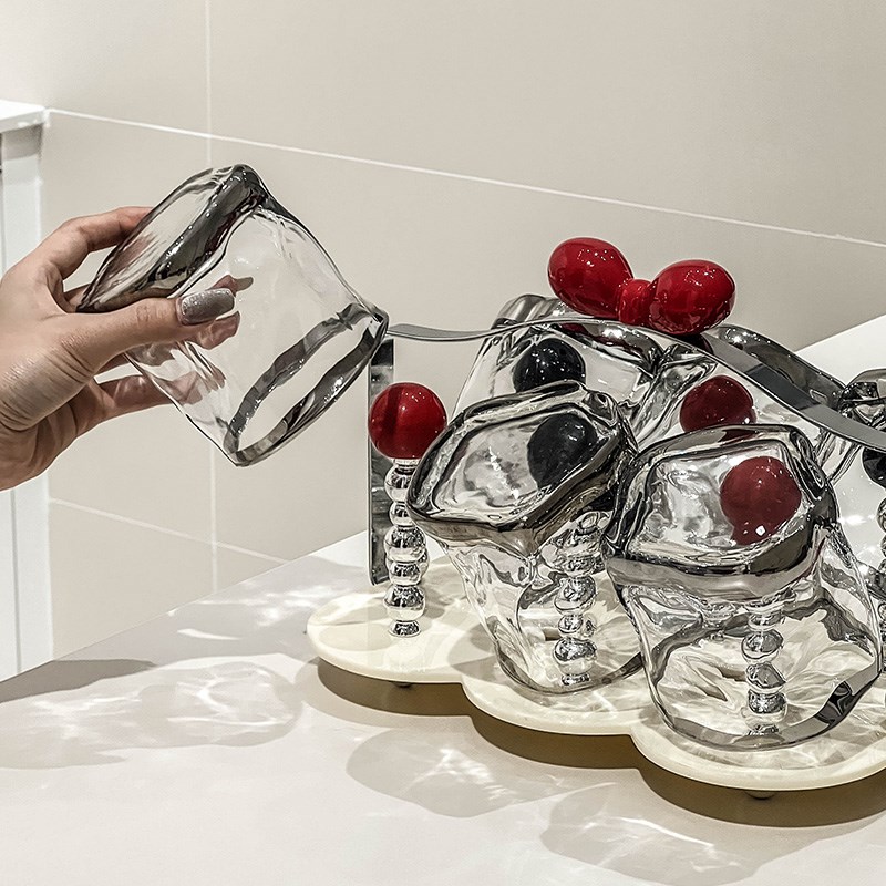 创意家用玻璃喝水杯咖啡杯套装组合倒挂沥水杯架杯子收纳置物架