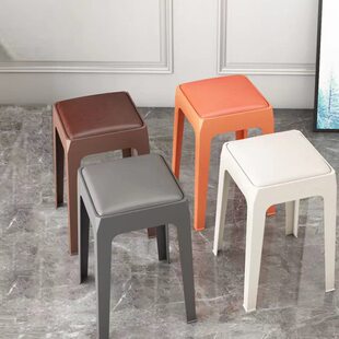 北欧风格现代简约塑料家用凳子创意四条腿餐桌高凳子可收纳可叠放