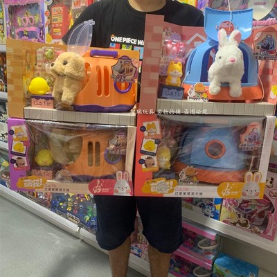 儿童小兔子电动毛绒玩具仿真狗狗喂养大白兔公仔太空包萌宠男女孩