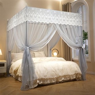 蚊帐家用宫廷三开u门卧室老式 2024新款 落地纹账2023支架杆加粗加