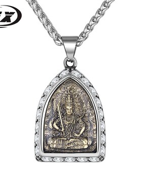 浩兴厂家直销钛钢2l023年镶钻八大守护神十二生肖复古男士项链