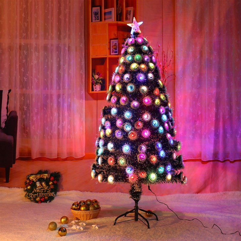 圣诞节白边红蓝双色圣诞树带磨砂球LEDK彩色灯光商场橱窗摆件装饰