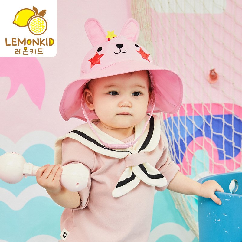 柠檬宝宝LKg儿童春秋渔夫帽子韩版男童女童卡通大帽檐萌可爱遮阳