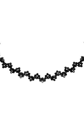 气质黑色水晶项链女小众高级w设计感锁骨链潮网红气质短款脖子颈