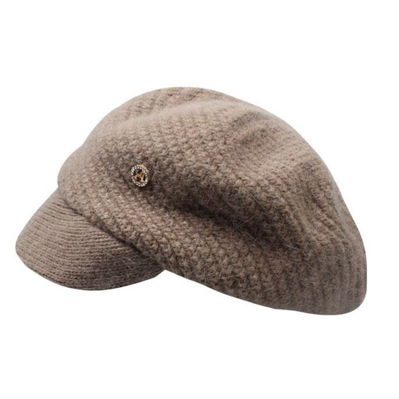 冬季帽子女鸭舌帽加绒加u厚女新款保暖护耳骑车针织毛线帽贝雷帽
