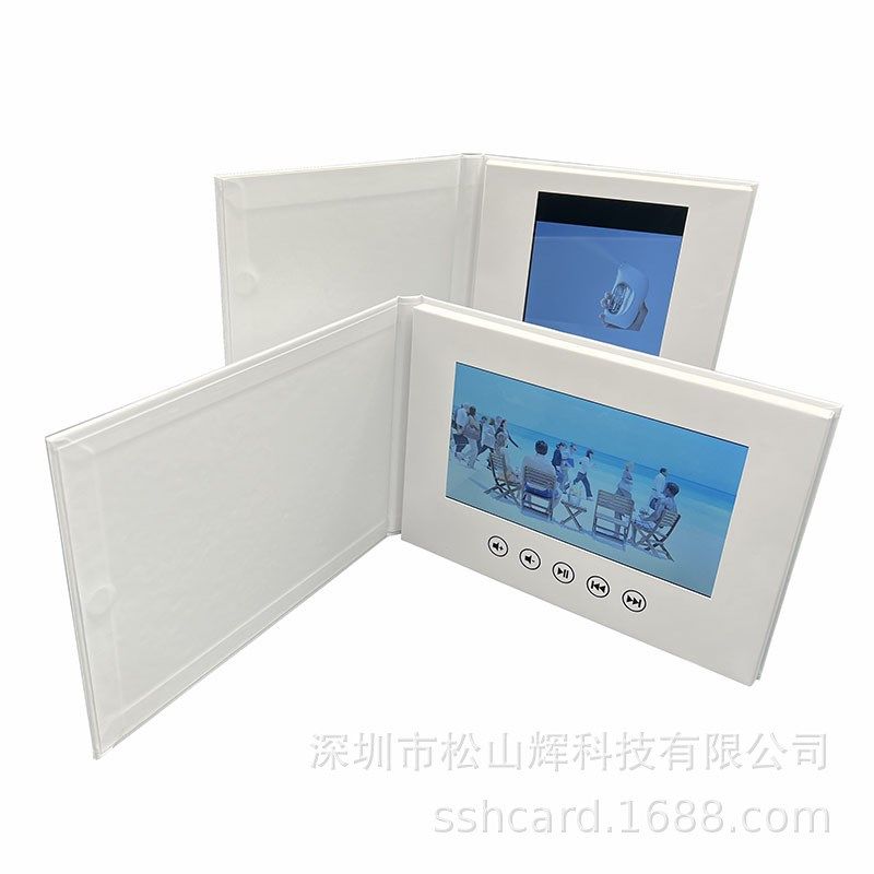 视频宣传册工厂纸质p空白的7英寸视频贺卡白色的精装视频书