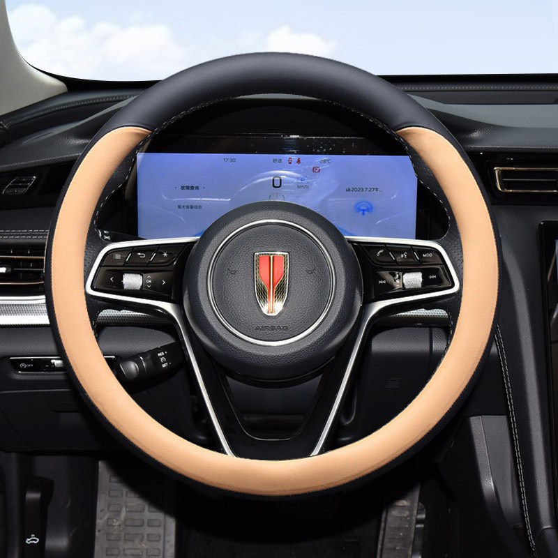 23款新红旗HS5 HS7方向q盘套2023款H5 EMQ5 H9 H6专用超薄真皮把