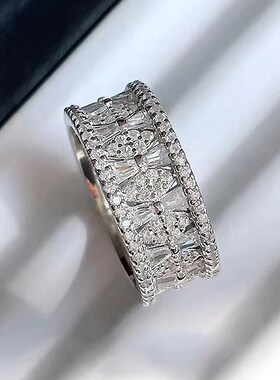 珠宝 2023新款925银排钻戒指女J欧美风个性时尚百搭女款戒指