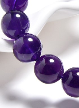 天然紫水晶手串圆珠乌拉圭紫晶单圈手O串男女款 厂家