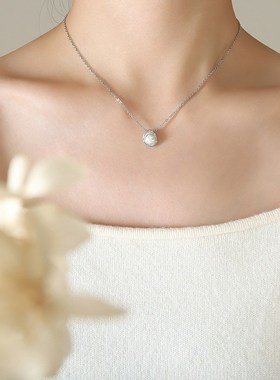 日韩时尚钛钢饰品贝壳珍珠锁骨项链 镀18K金不过敏小众.设计感项