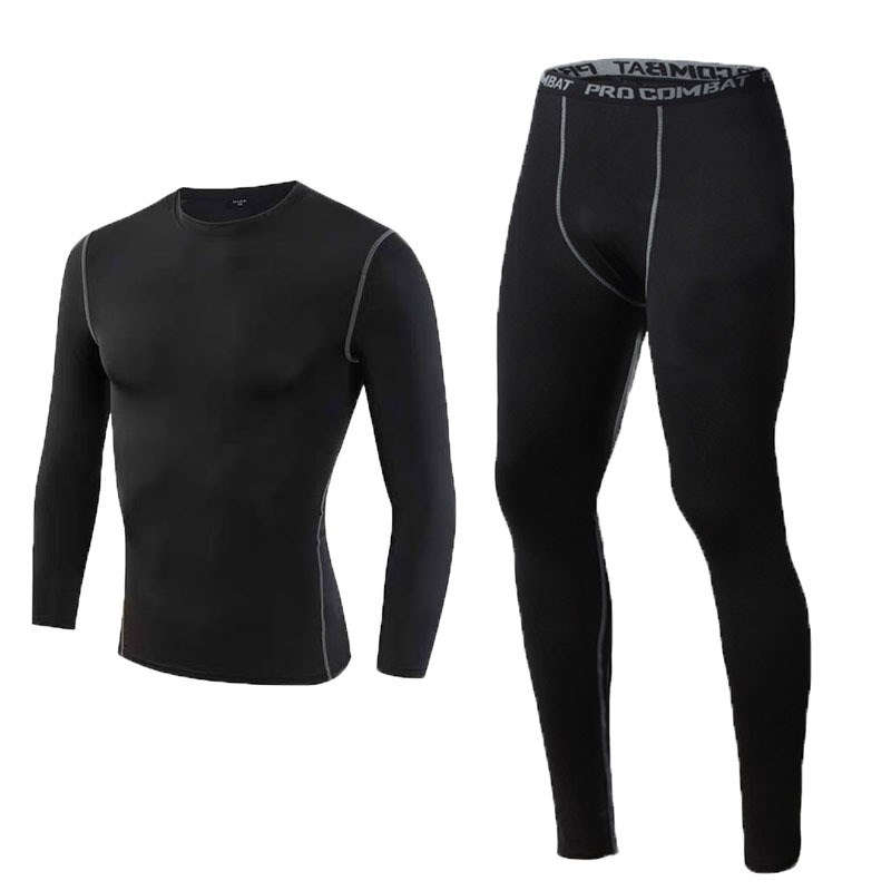 男子紧身训e练服 PRO运动健身套装 排汗速干衣长袖+长裤