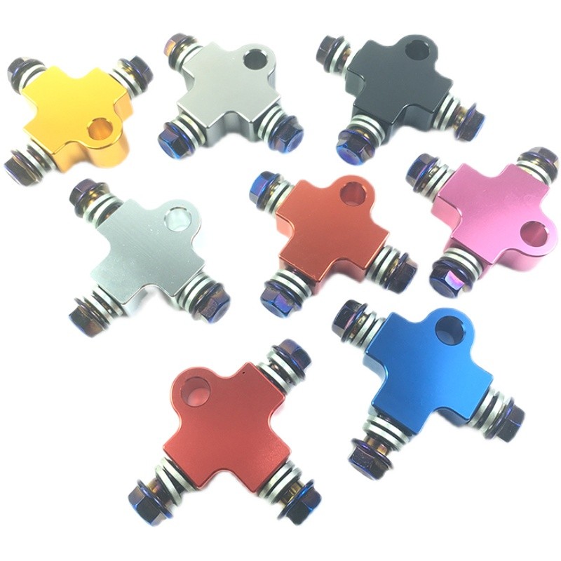 摩托电动车刹车油管m三通支架接头接口 前双碟刹双卡钳转接码M10