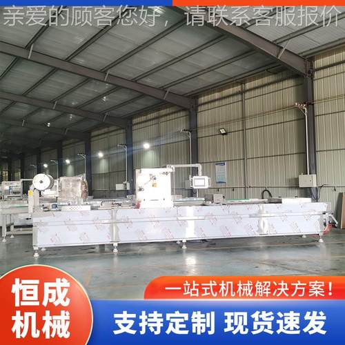 大水型豆鸡肉肠宽727拉伸膜真空包装流线粉土粉真空包装设备