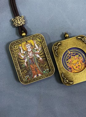 唐卡 双面唐卡吊坠家十二生肖八大守护L神景区佛系纪念品代发