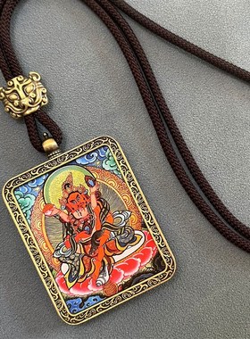 唐卡 手绘黄财j神唐卡吊坠厂家景区夜市地摊招财配饰纪念品
