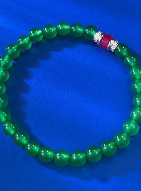 珠宝S925银镶玉石玛瑙玉髓翡D翠手链国风手链新中风日常时尚款