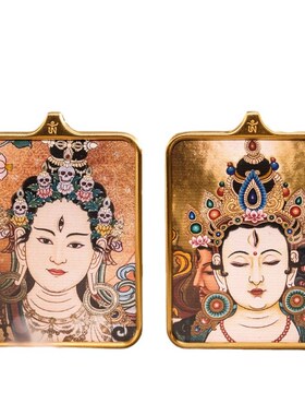 藏式唐卡书法绘画嘎乌盒纯手绘五条经I文五条杠吊坠随身佛吊坠