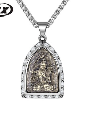 浩兴厂家b直销钛钢2023年镶钻八大守护神十二生肖复古男士项链