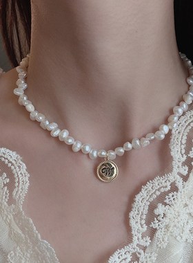 巴洛克异形淡水珍珠项链女韩x版时尚不规则异形珍珠锁骨链网红颈