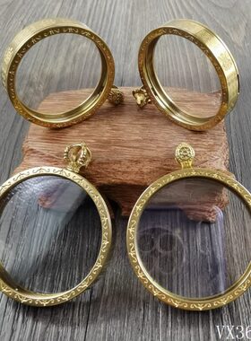 圆形嘎乌盒防水双面小唐卡盒子透明可打开装朱砂相片吊坠壳不掉色