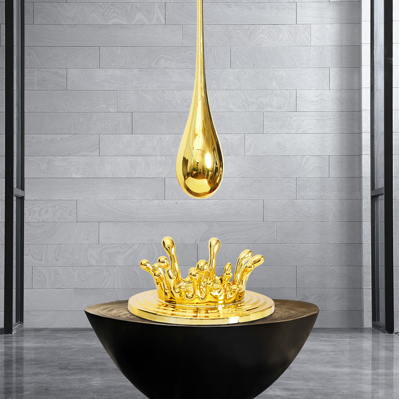 售楼处展厅e酒店大堂吊装水滴雕塑轻奢电镀挂饰商业中心样板间饰