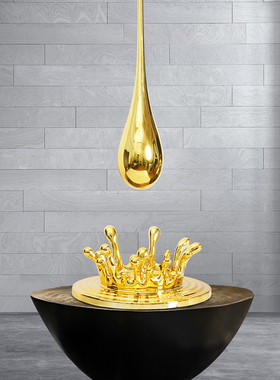 售楼处展厅e酒店大堂吊装水滴雕塑轻奢电镀挂饰商业中心样板间饰