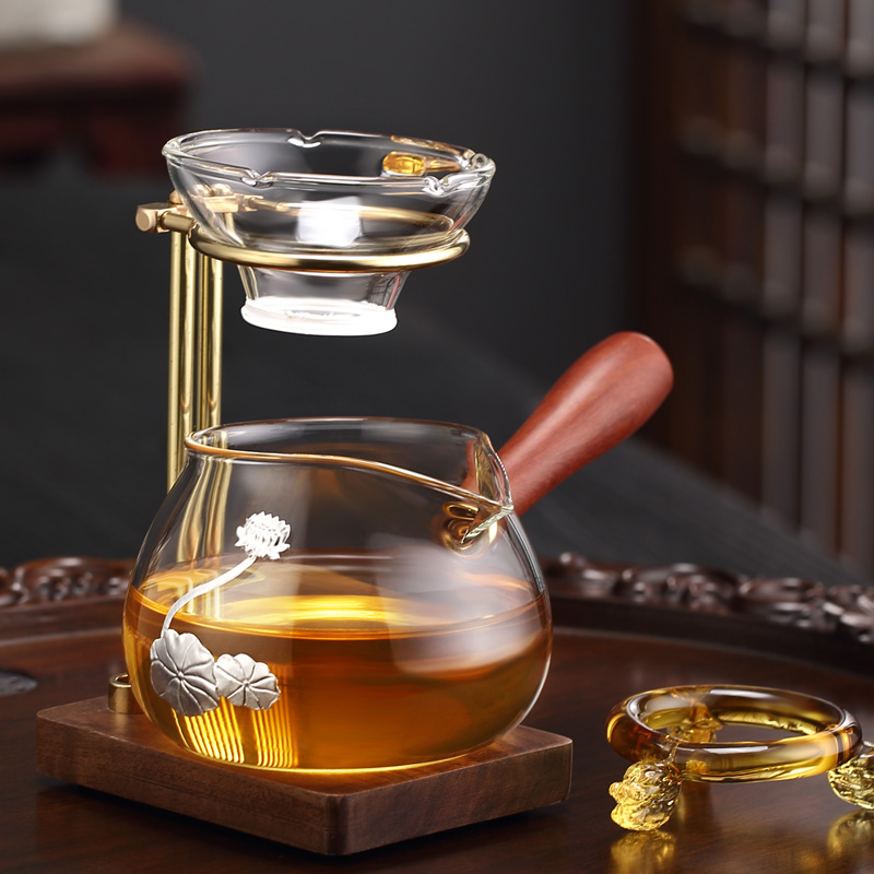 金芝达纯黄铜懒人茶架玻璃公道杯茶漏茶滤支架分茶器泡茶架茶配件