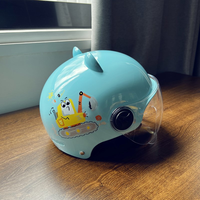 新国标儿童电动车头盔卡通u挖掘机平衡车安全帽夏季可爱滑板车半