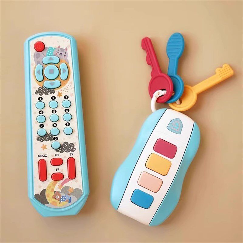 婴儿玩具彷真汽车遥控器钥匙带声光宝宝益智早教软固齿器可入口儿