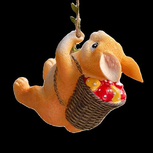 可爱狐狸小猪小兔荡秋千创意摆件庭院户外花园阳台吊树上挂件