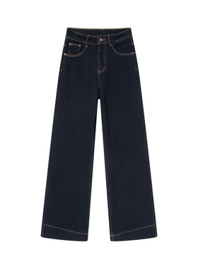 冬季加绒丹宁色加绒阔腿裤冬季女士牛仔裤遮肉显瘦百搭50139R