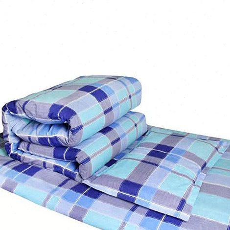 全棉床单单人 斜纹大蓝格学生宿舍被罩1.2米上下铺校园格子三件套