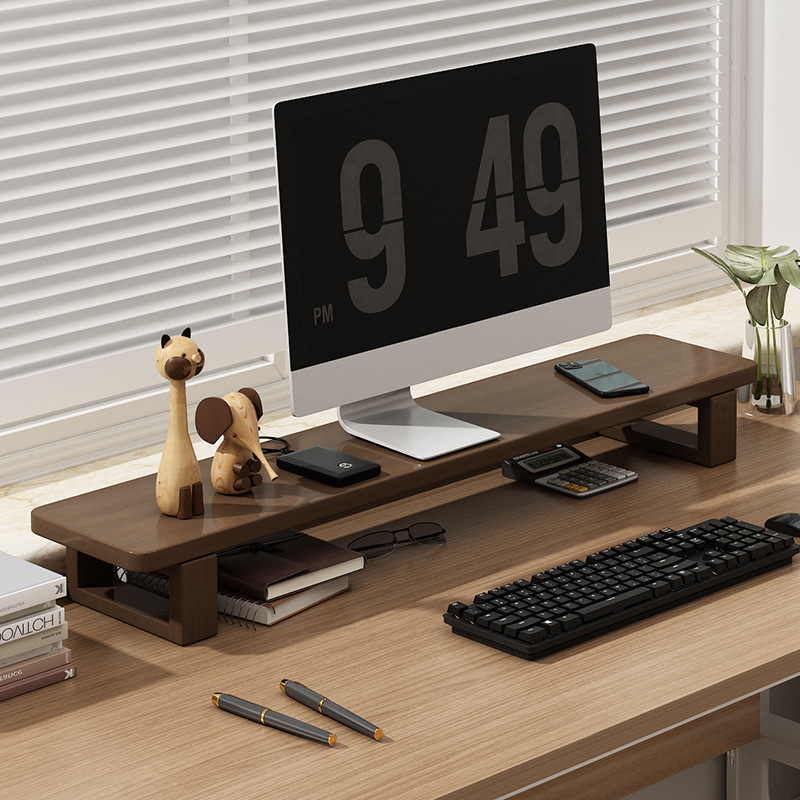 台式电脑显示器增高架实木办公桌置物架桌面收纳架笔记本托架支架