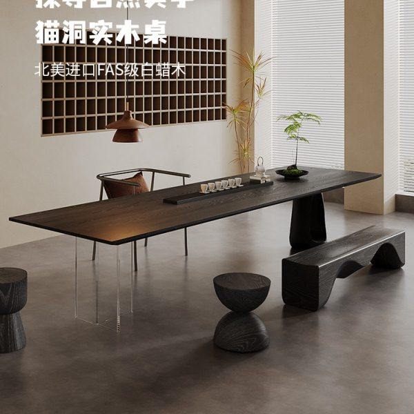 诧寂风整板茶桌碳化黑白蜡木大板桌悬浮茶几会客桌泡茶台桌椅组合,住宅家具,家用茶台/茶桌,淘宝优惠券,粉丝福利购,淘宝优惠卷