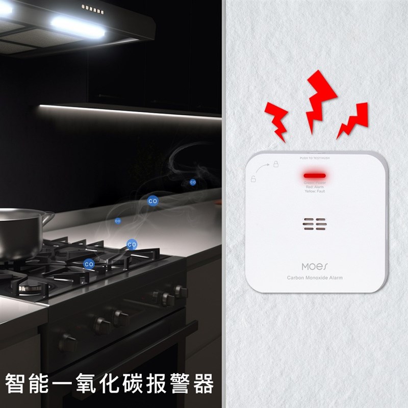涂鸦ZigBee智能家居CO探测器一氧化碳气体泄漏家庭安防警报器