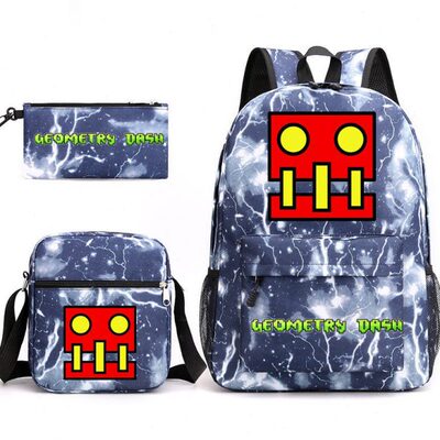 几何冲刺游戏geometry dash三件套书包男女学生校园款笔袋帆布包