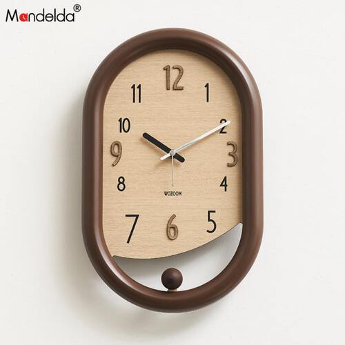 Mandelda免打孔奶油风钟表挂钟客厅现代简约餐厅2024新款时钟挂墙