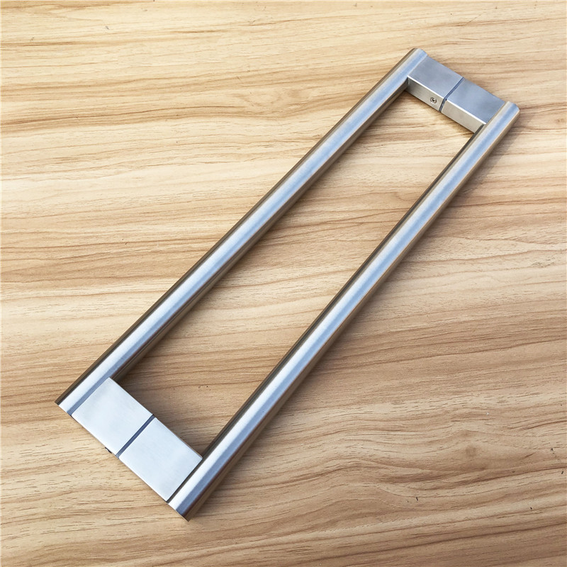 不锈钢圆管黑色玻璃门扶手酒店木门把手有框门移门简约大拉手哑黑