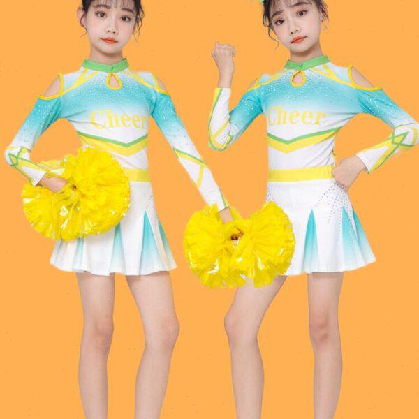 儿童长袖啦啦操演出服少儿竞技体操服专业啦啦队比赛健美操舞蹈服