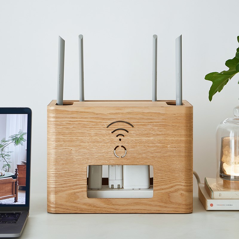 wifi路由器收纳盒桌面无线机顶盒光猫置物架大号电线插板收纳遮挡
