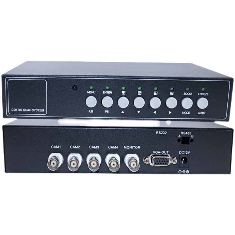 工业监视摄影机BNC4路影片画面分割器四路分屏器高清VGA接口输出