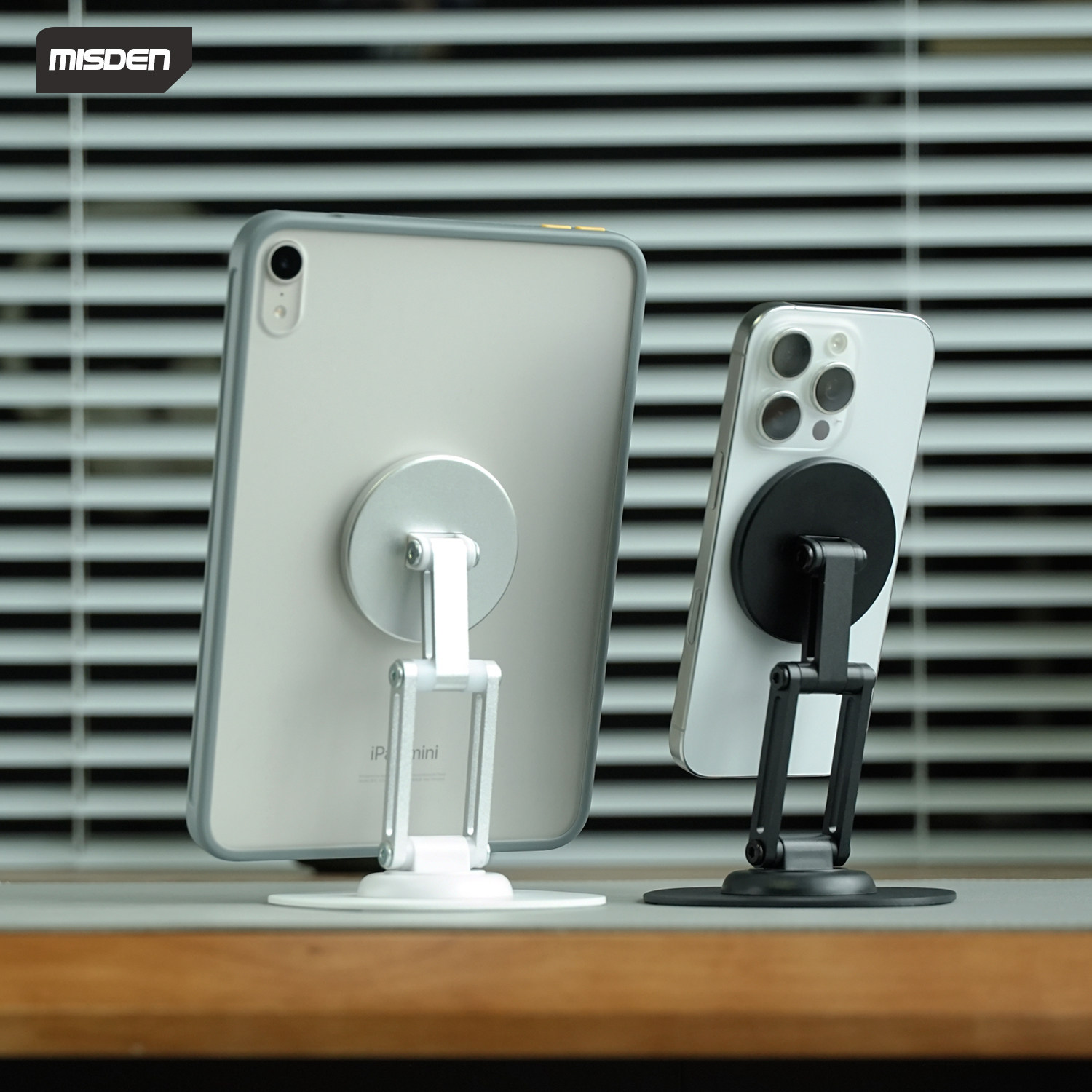 米斯登适用苹果ipadmini6/7平板手机通用magsafe磁吸支架折叠便携桌面小夹子追剧观影网课直播架新款金属迷你