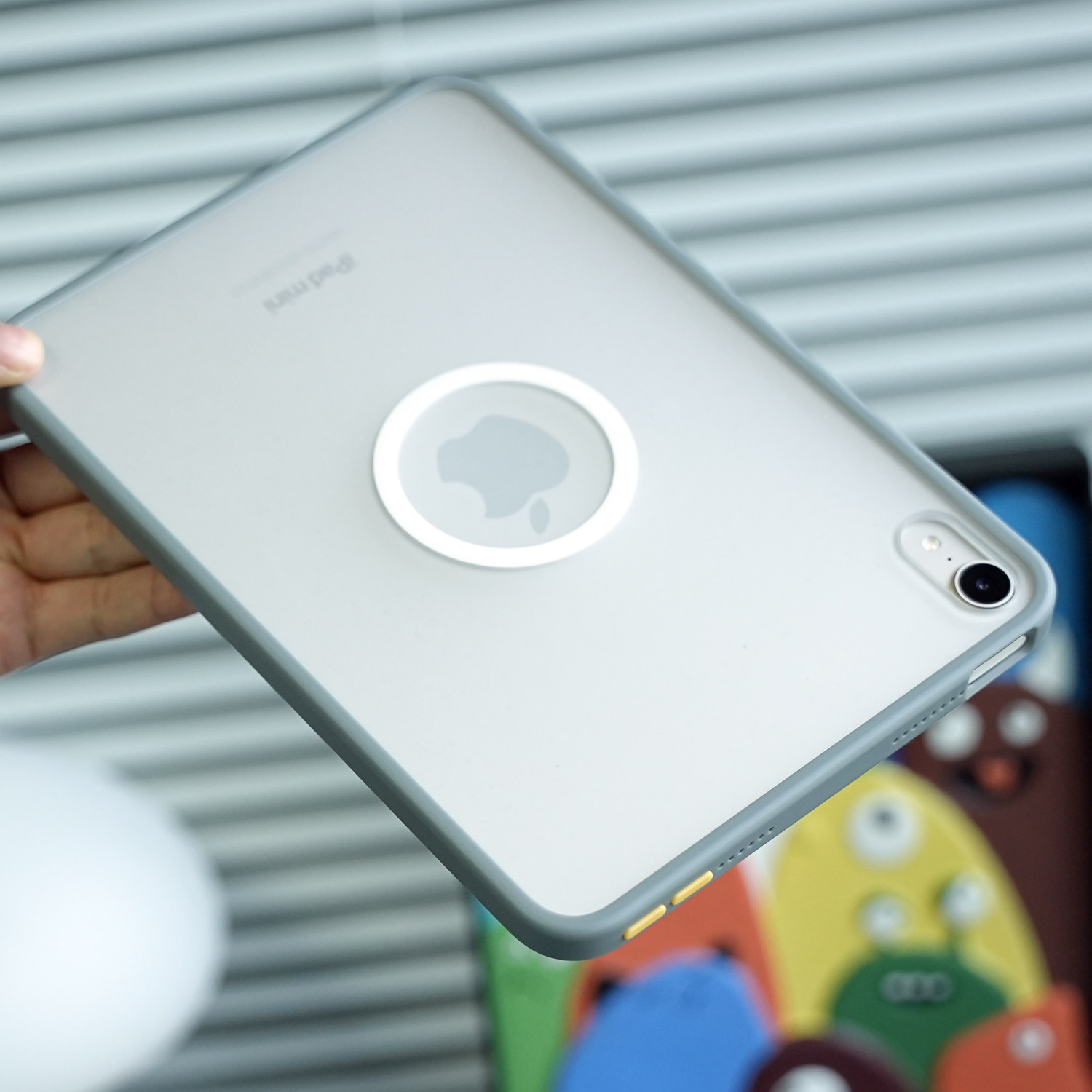 米斯登新款iPadMini7磁吸保护套简约磨砂轻薄平板壳适用苹果mini6撞色透明无盖便携防弯笔槽迷你防摔软边硬背